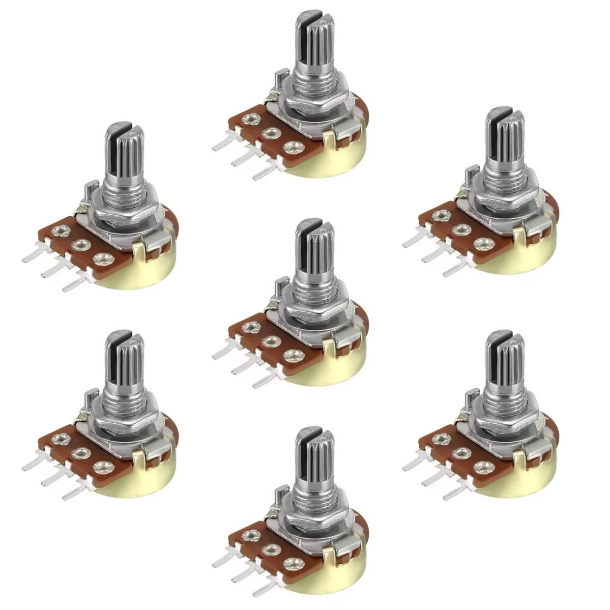 Потенциометр линейный WH148 3 контактный набор из 7 номиналов 1K/5K/10K/20K/50K/100K/500K Ohm (31483071) Потенциометр линейный WH148 3 контактный набор из 7 номиналов 1K/5K/10K/20K/50K/100K/500K Ohm (31483071)