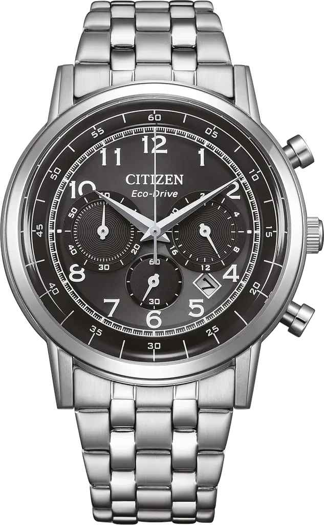 Наручний годинник чоловічий Citizen CA4630-53E Eco-Drive з сталевим корпусом/чорним циферблатом та водозахистом 100 м