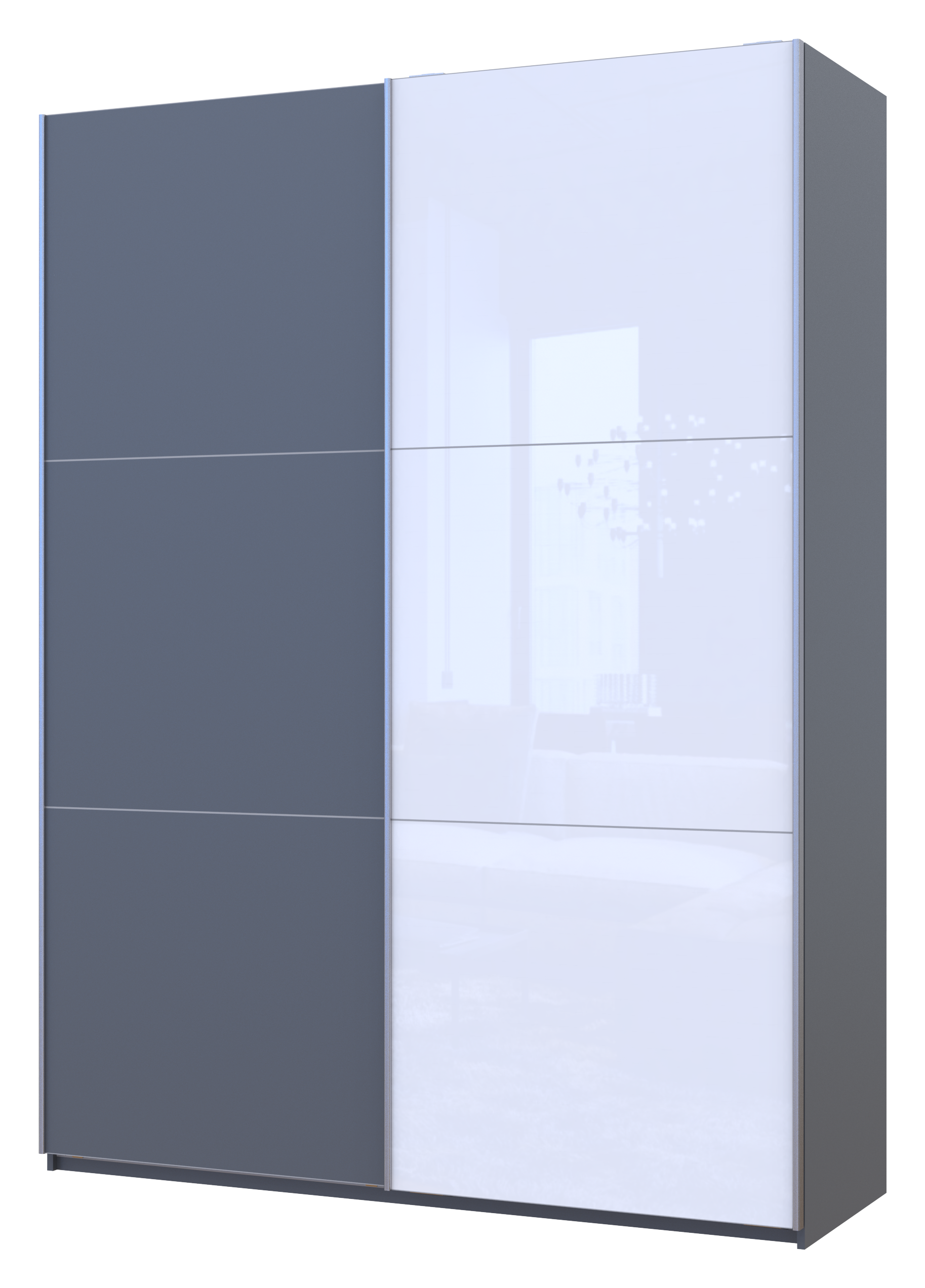 Шкаф-купе двухдверный Doros G-Caiser 180х60х240 см Графитовый/1 Белое стекло (DRS-011036)