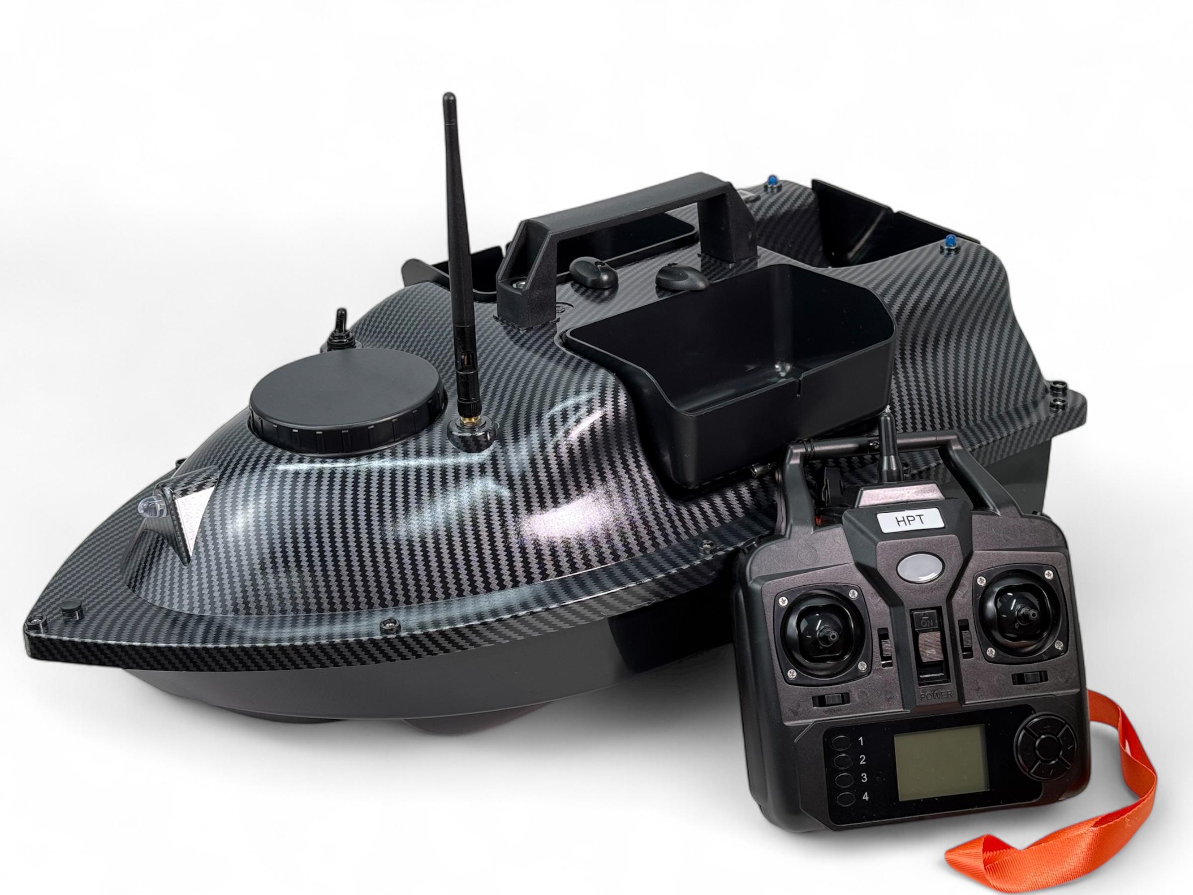 Карповый кораблик Flytec D8/V010/V18 3 бункера GPS на 16 точек/автопилот Карбон