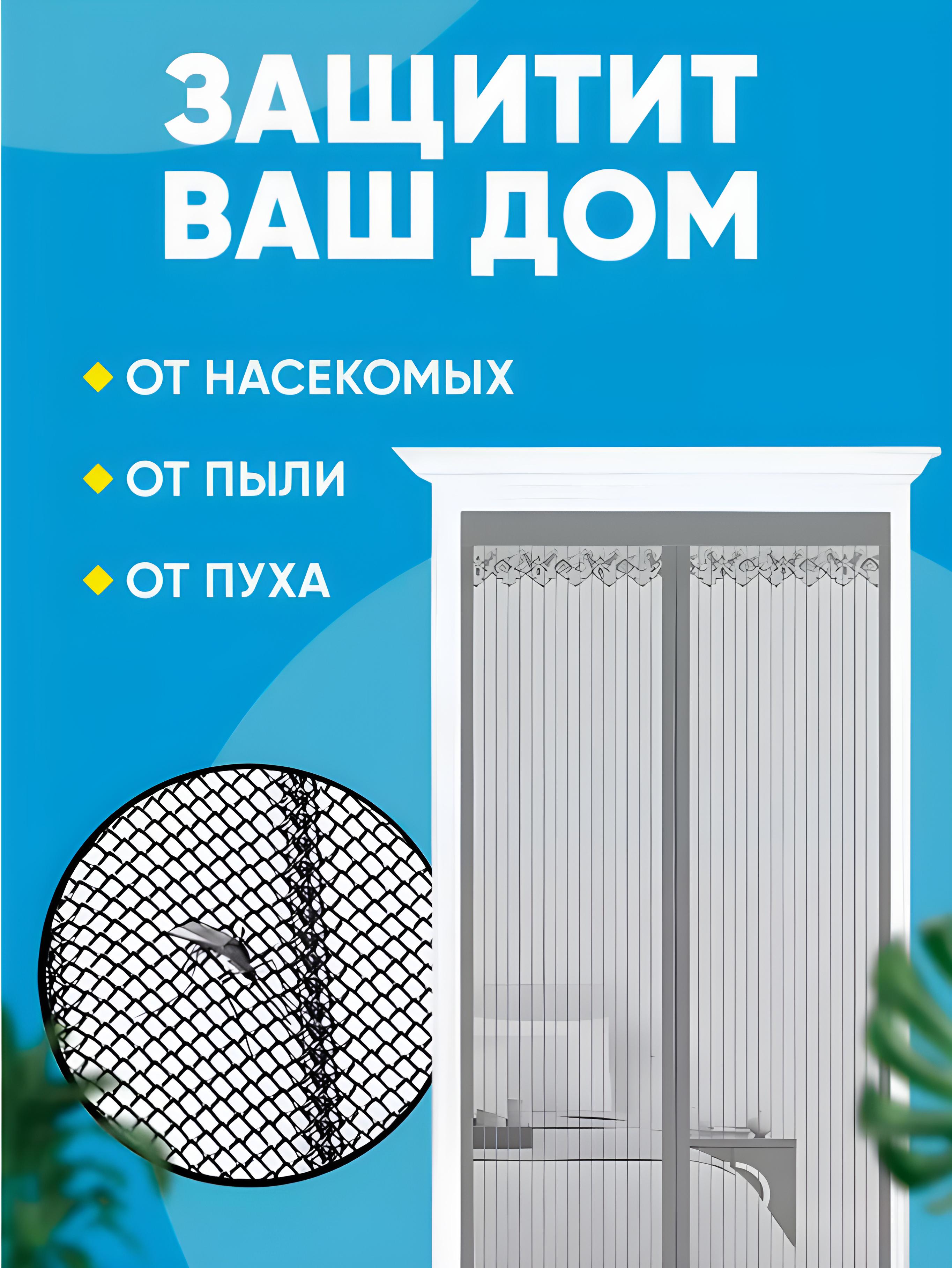 ᐉ Сетка антимоскитная BRS магнитная на дверь от насекомых и пыли 210х100 см  Grey (15342420) • Купить в Киеве, Украине • Лучшая цена в Эпицентр