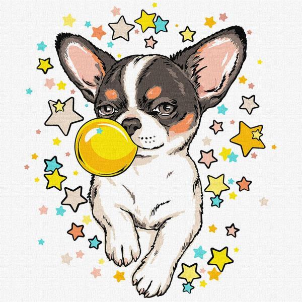 Картина по номерам Идейка Животные Звездный пес 30х30 см в термопакете (KHO4292)