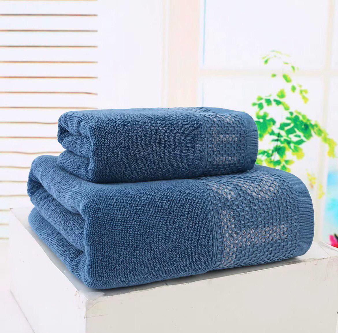 Набір рушників Optimistic 2в1 140х70 см/74х34 см Синій (RBathBlueOPTIMISTIC) - фото 1 Набір рушників Optimistic 2в1 140х70 см/74х34 см Синій (RBathBlueOPTIMISTIC) - фото 1