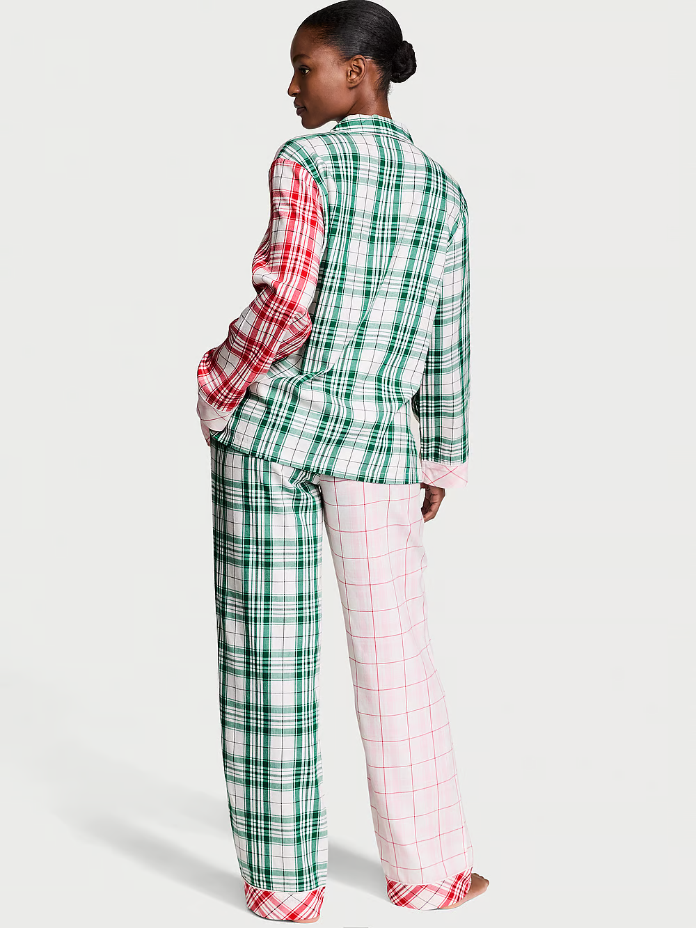 Піжама жіноча Victoria's Secret Flannel Long Pajama Set фланелева у клітинку S Різнокольоровий (21955089) - фото 2