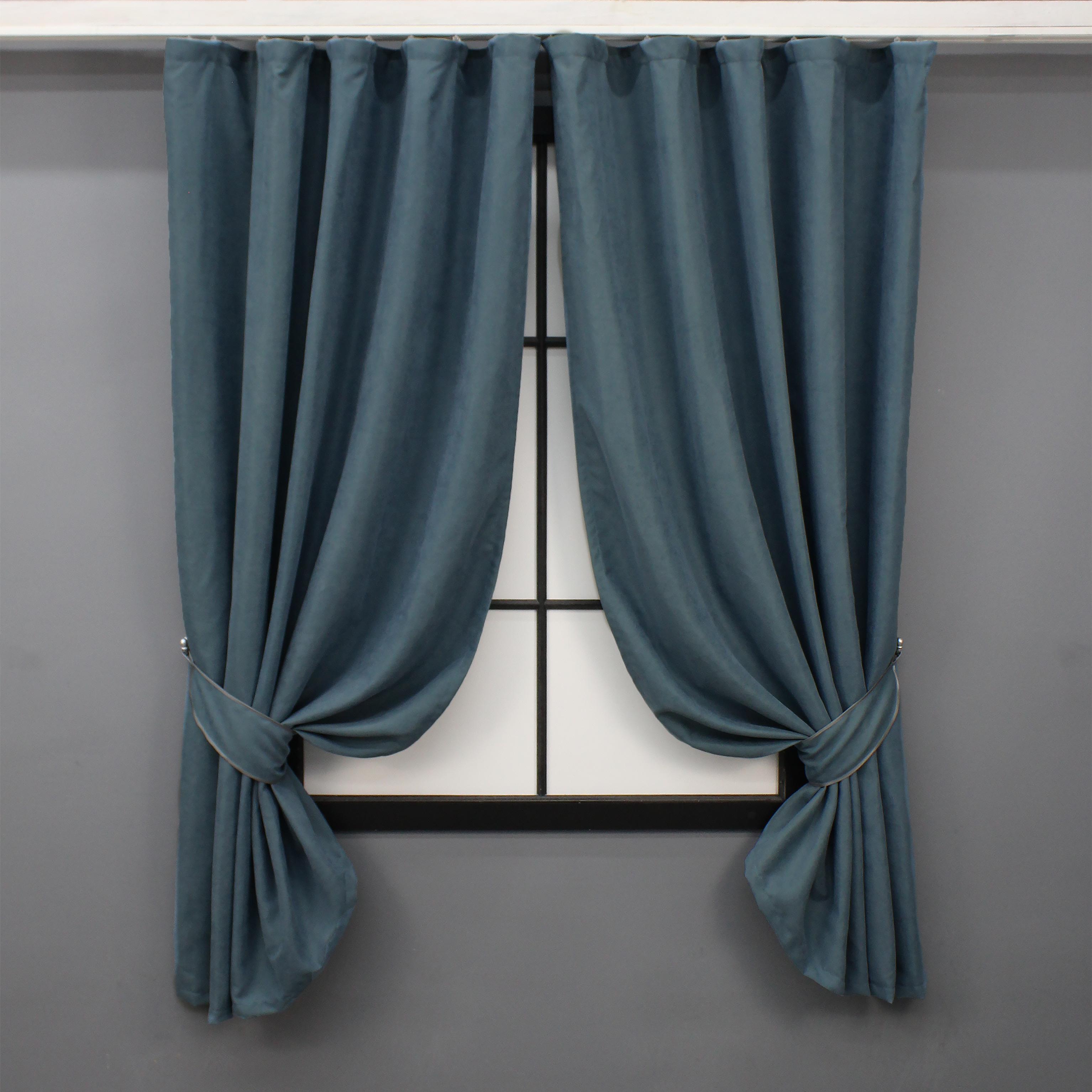 Комплект коротких штор VR-Textil микровелюр Petek №1489ш 130х170 см 2 шт. Серо-голубой (35-0215)