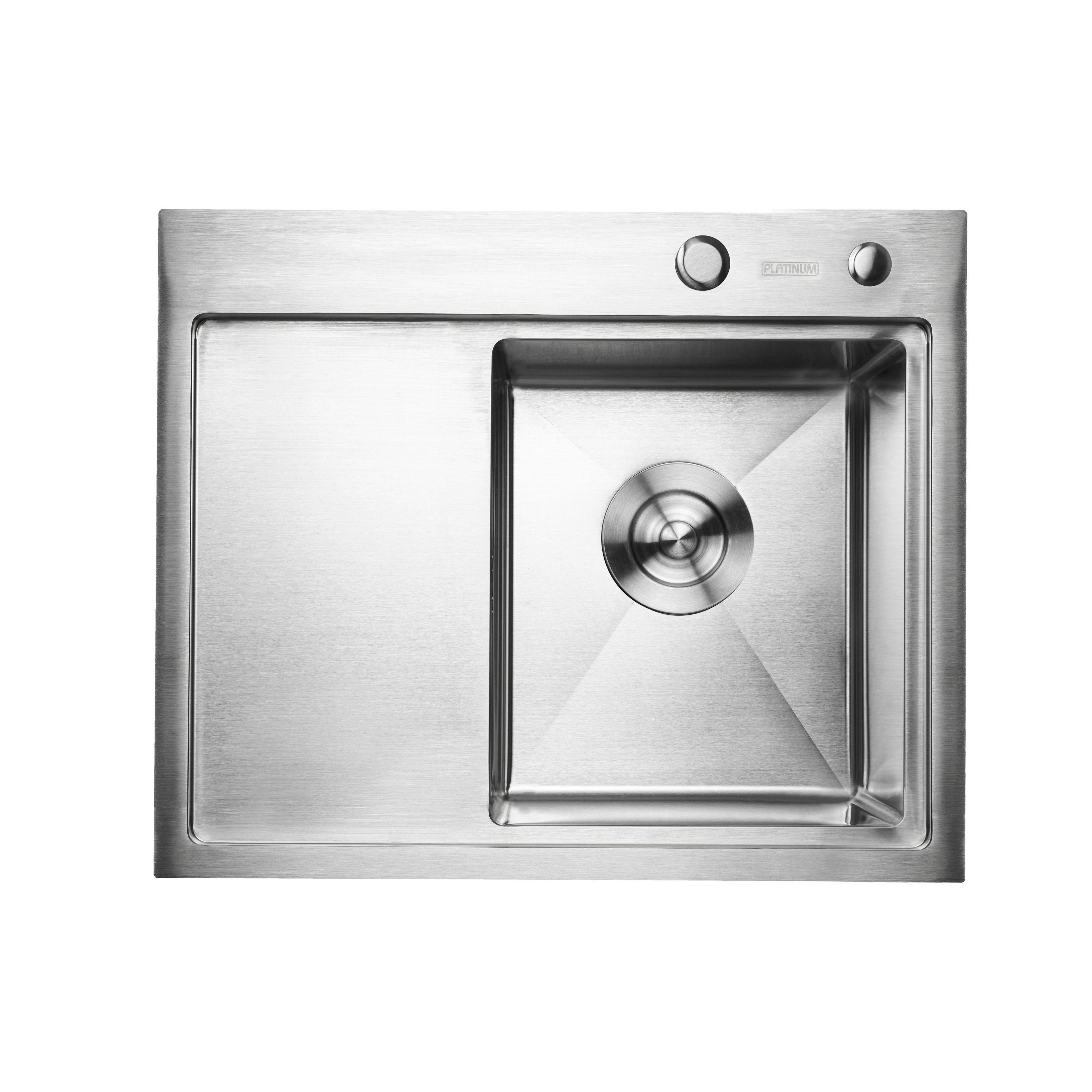 Мойка кухонная Platinum PLS-A32276 прямоугольная из нержавеющей стали 580x480 мм (152327)