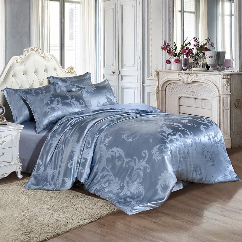 Комплект постельного белья Silk Kiss King Size Зимние цветы 200x230 см Голубой (12765376) - фото 2