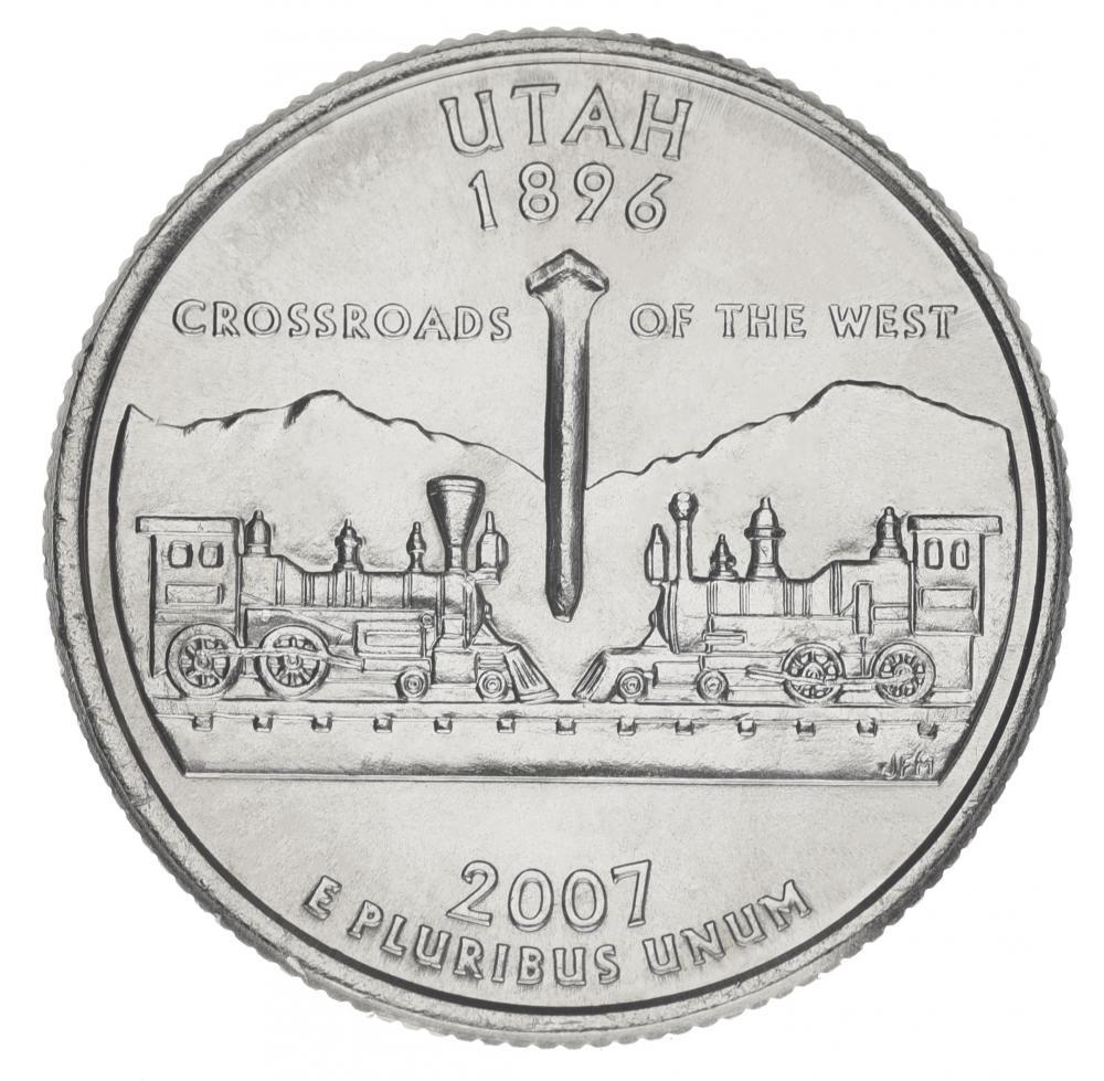 Коллекционная монета США 25 центов 2007 D Штаты и территории - Юта UNC (KM#400)