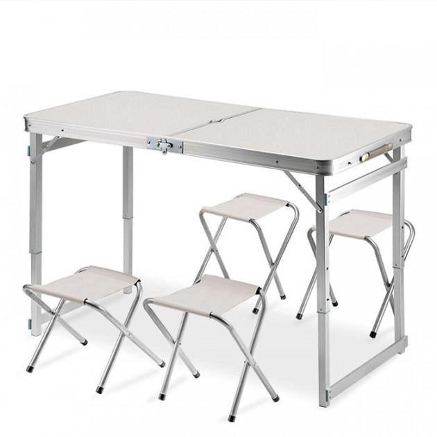 Розкладний стіл для пікніка зі стільцями Folding Table посилений Білий (15378849)