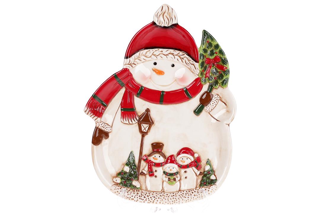 Новогоднее сервировочное блюдо BonaDi Снеговики (827-839)