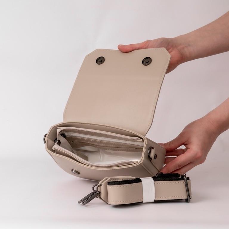 Сумка женская XENIA № 11-22 кросс-боди из глаткой экокожи Бежевый - фото 4 Сумка женская XENIA № 11-22 кросс-боди из глаткой экокожи Бежевый - фото 4