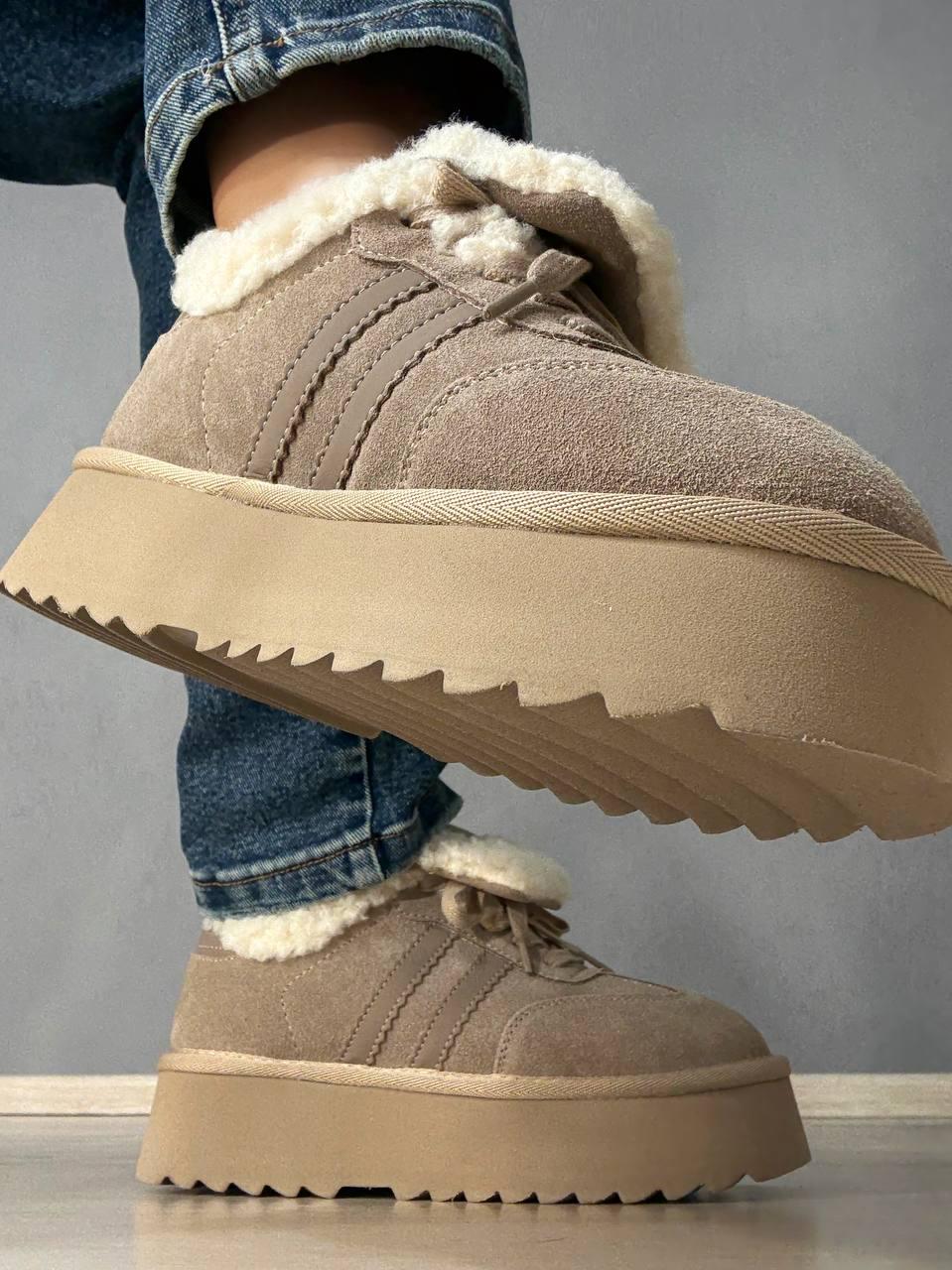 Черевики жіночі Hengji 009-3 уггі замшеві на хутрі р. 41 Бежевий (5856) - фото 4