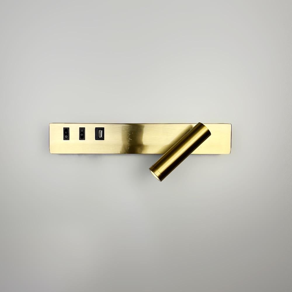 Бра с поворотным спотом справа/разъем USB Латунь (WJ 028/2 L AB)