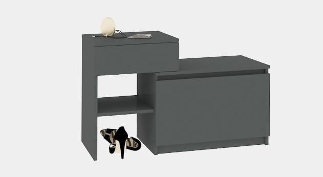 Тумба для взуття Мастер Форм Брайт 900х376х590 мм Антрацитовий лівостороння Тумба для взуття Мастер Форм Брайт 900х376х590 мм Антрацитовий лівостороння