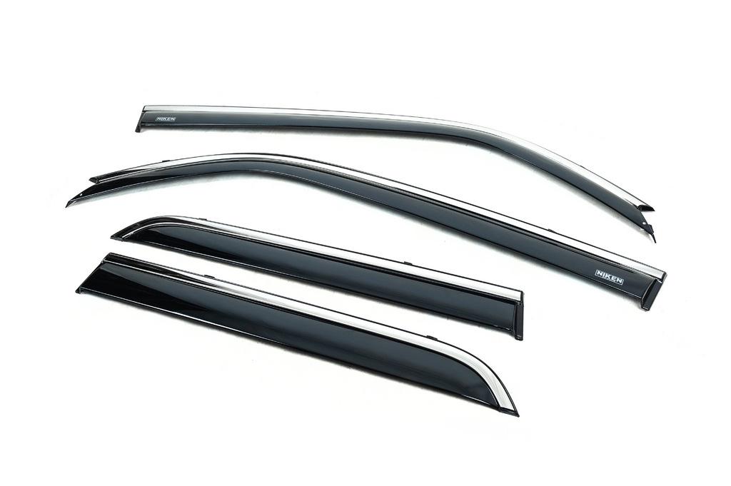 Ветровики с хромом Niken для Toyota 4Runner 2009-2024 гг. поликарбонат Черный
