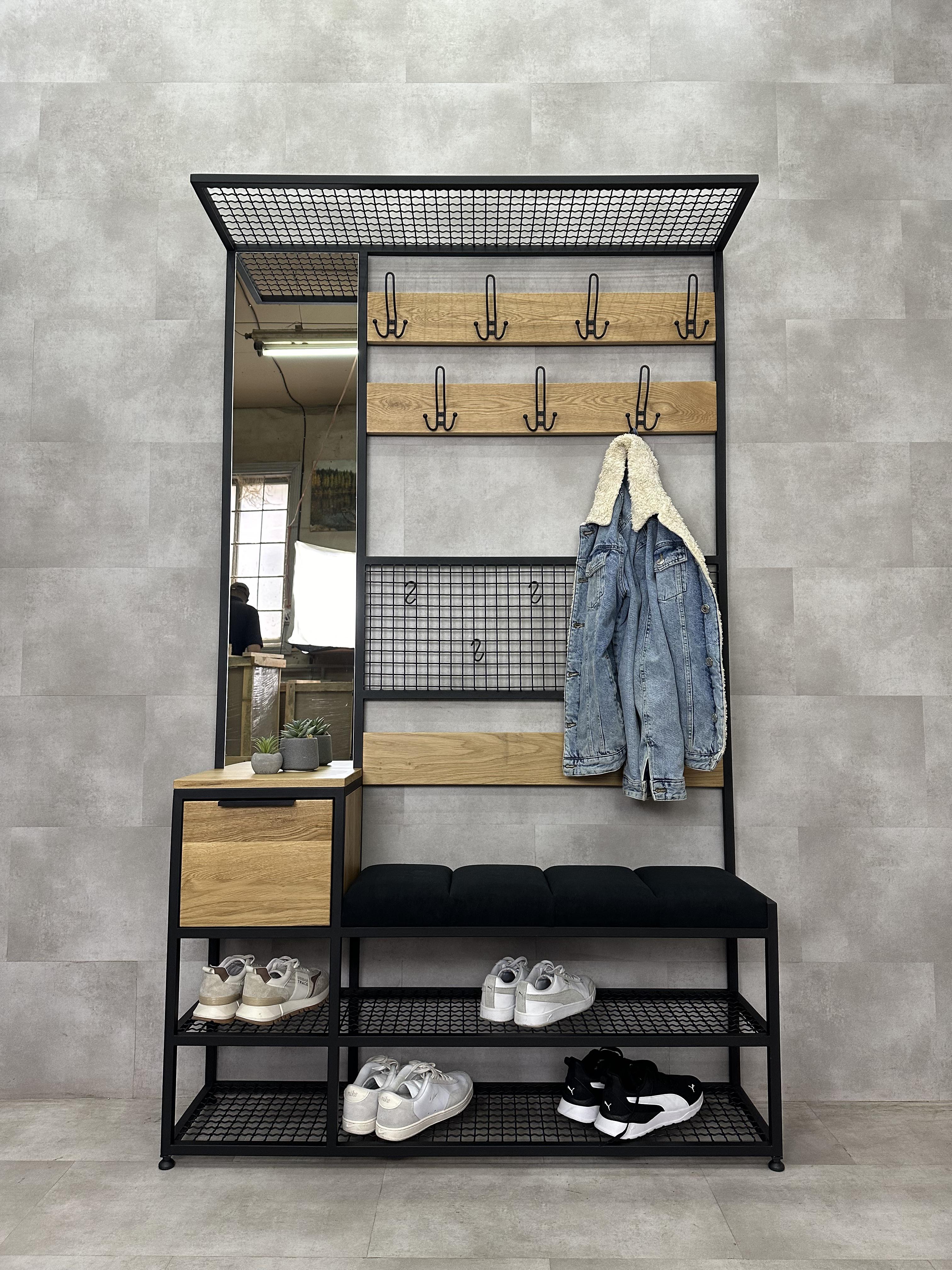 Прихожая из металла и массива ясеня P18.1-MY 2000х1200х350 мм