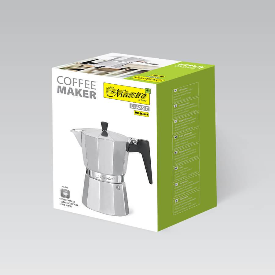 Гейзерная кофеварка Maestro алюминиевая 450 мл на 9 чашек (MR-1666-9) - фото 5 Гейзерная кофеварка Maestro алюминиевая 450 мл на 9 чашек (MR-1666-9) - фото 5