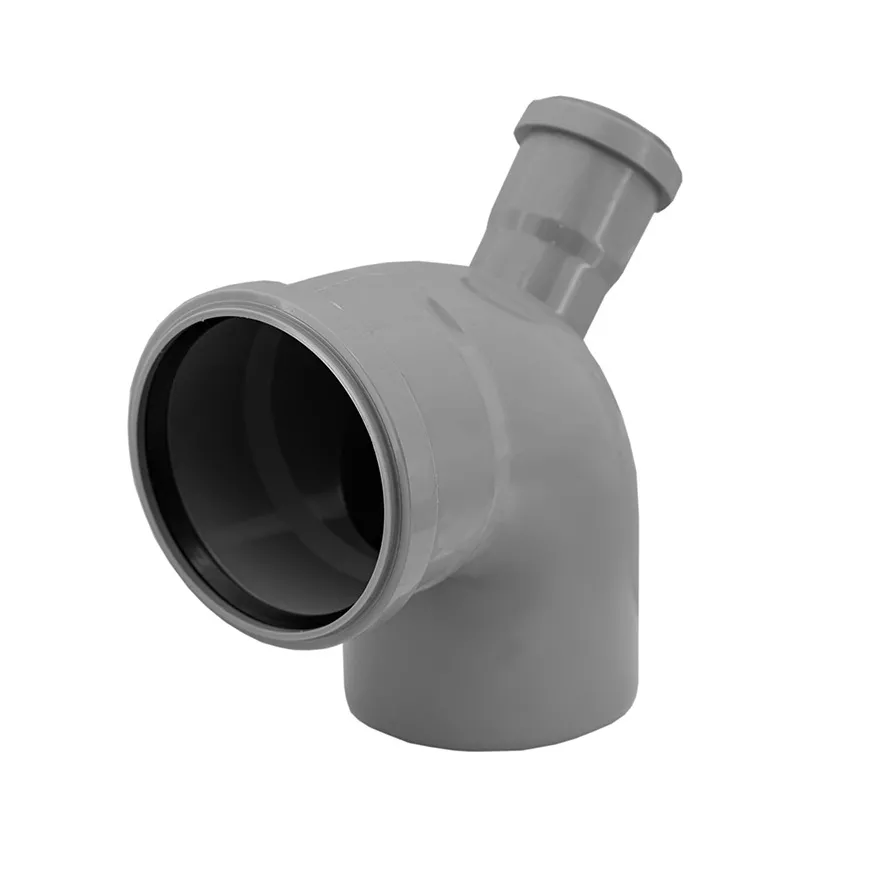 Колено канализационное СВК-Альянс 110х90° с отводом назад 50 мм х 67°