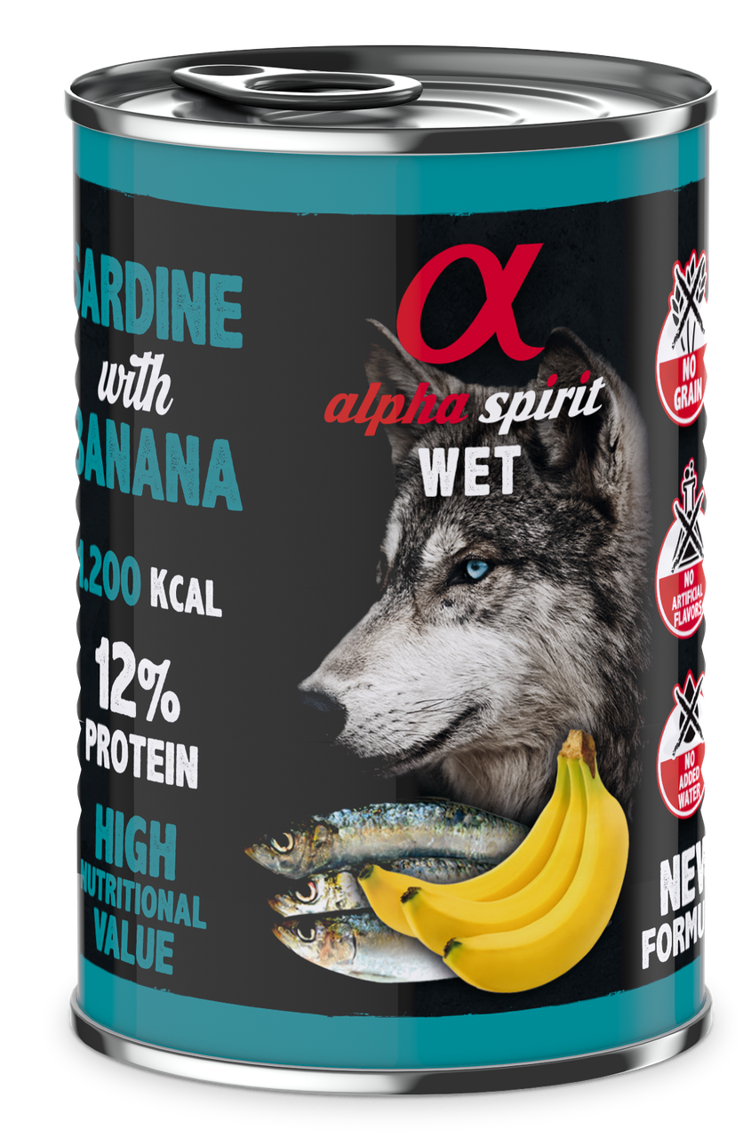 Корм вологий Alpha Spirit Sardine with Banana з сардиною та бананом для дорослих собак 400 г (as576307)