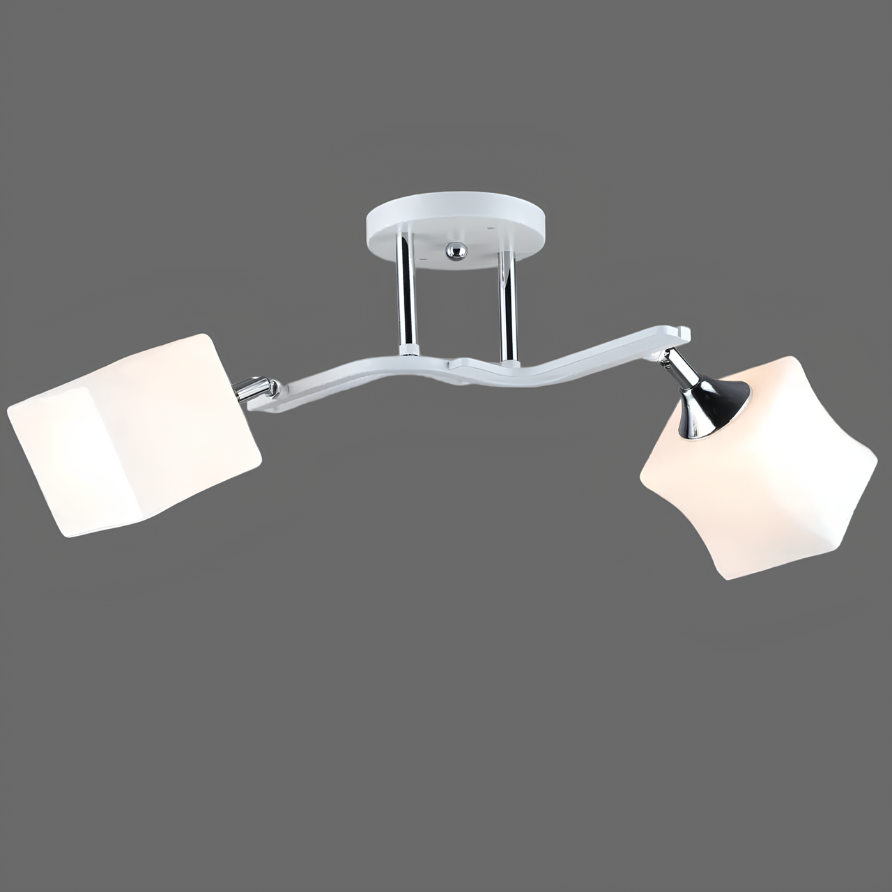 Люстра Svet с двумя стеклянными поворотными плафонами под лампы Е27 Белый (SR-N5069/2 WT+CR)
