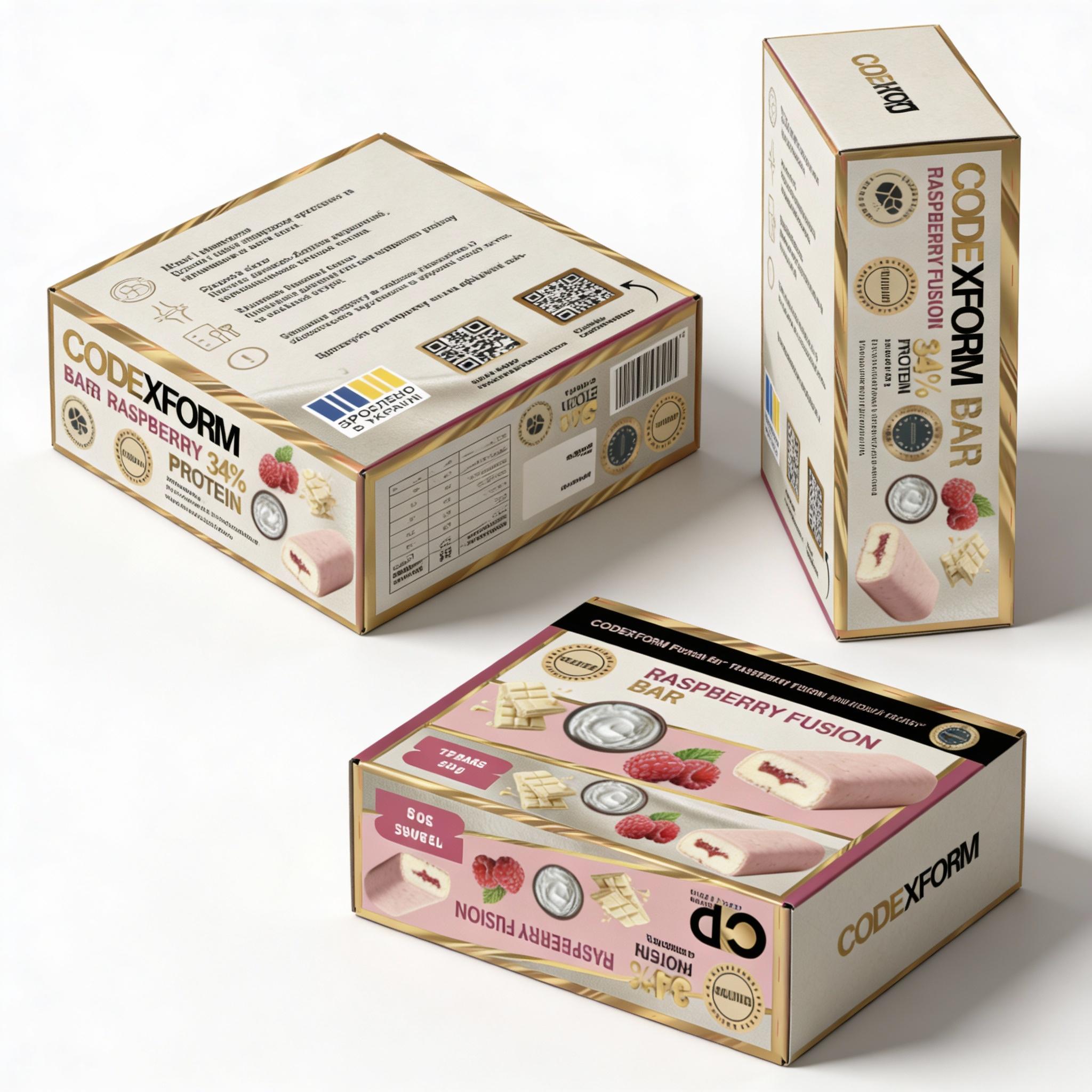 Батончик протеиновый CodeXform Raspberry Fusion 36% протеина без сахара (BAR-FUSION-01) - фото 9