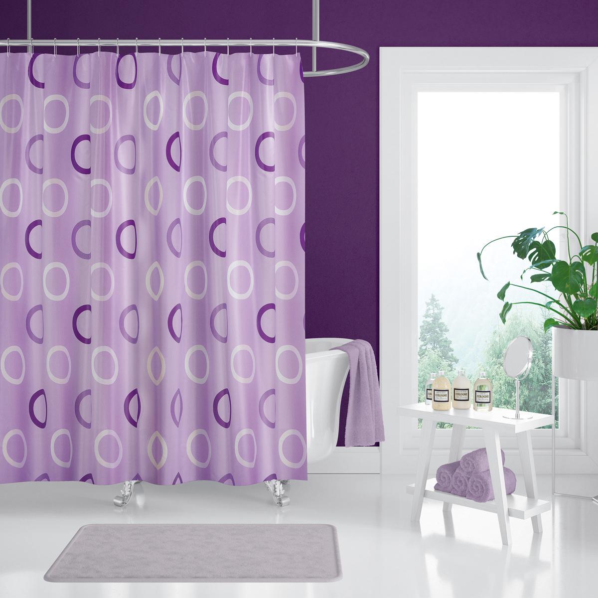 Штора для ванной Tropik Rings 180x200 см Violet (25461932)