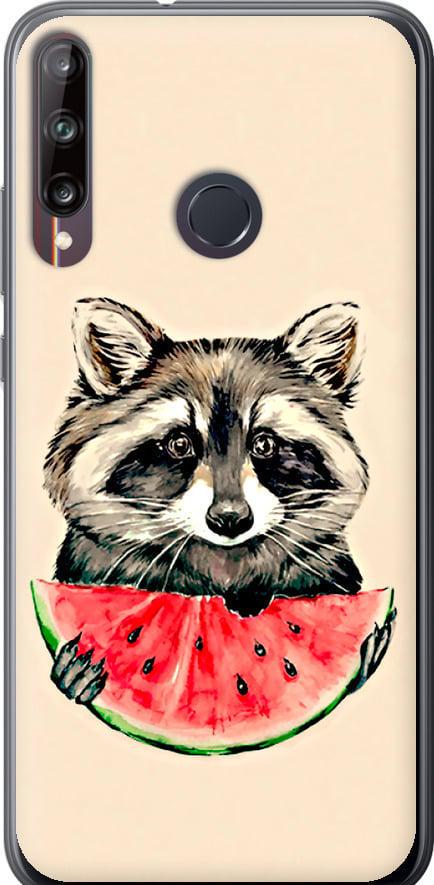 Чехол на Huawei P40 Lite E Енотик с арбузом (4605u-1875-42517)