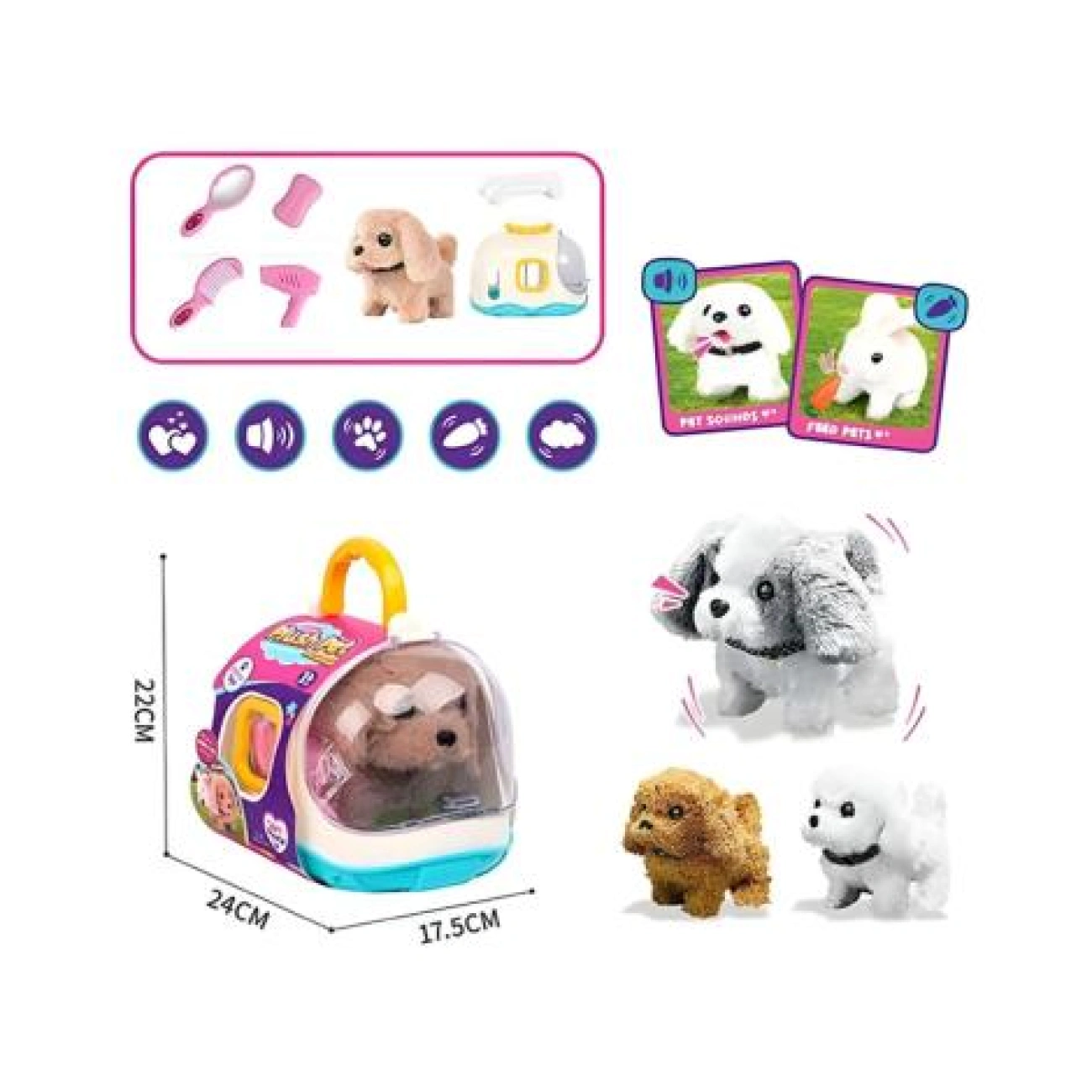 Интерактивная игрушка-собачка 070-1B с набором аксессуаров Grey (29195016) - фото 3 Интерактивная игрушка-собачка 070-1B с набором аксессуаров Grey (29195016) - фото 3