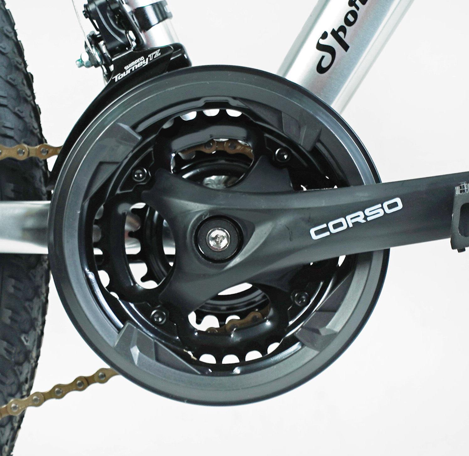 Велосипед спортивный Corso GTR-3000 26" рама алюминиевая 13" оборудование Shimano 21 скорость собран на 75% Gray (154202) - фото 5