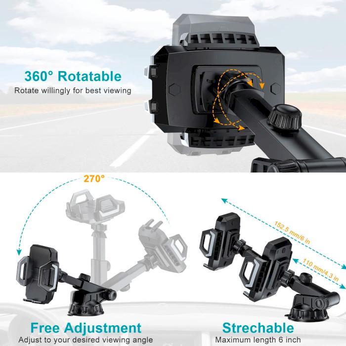 Кріплення для авто Choetech з бездротовою зарядкою 15W для телефонів 4,7-7,2" (616804) - фото 5