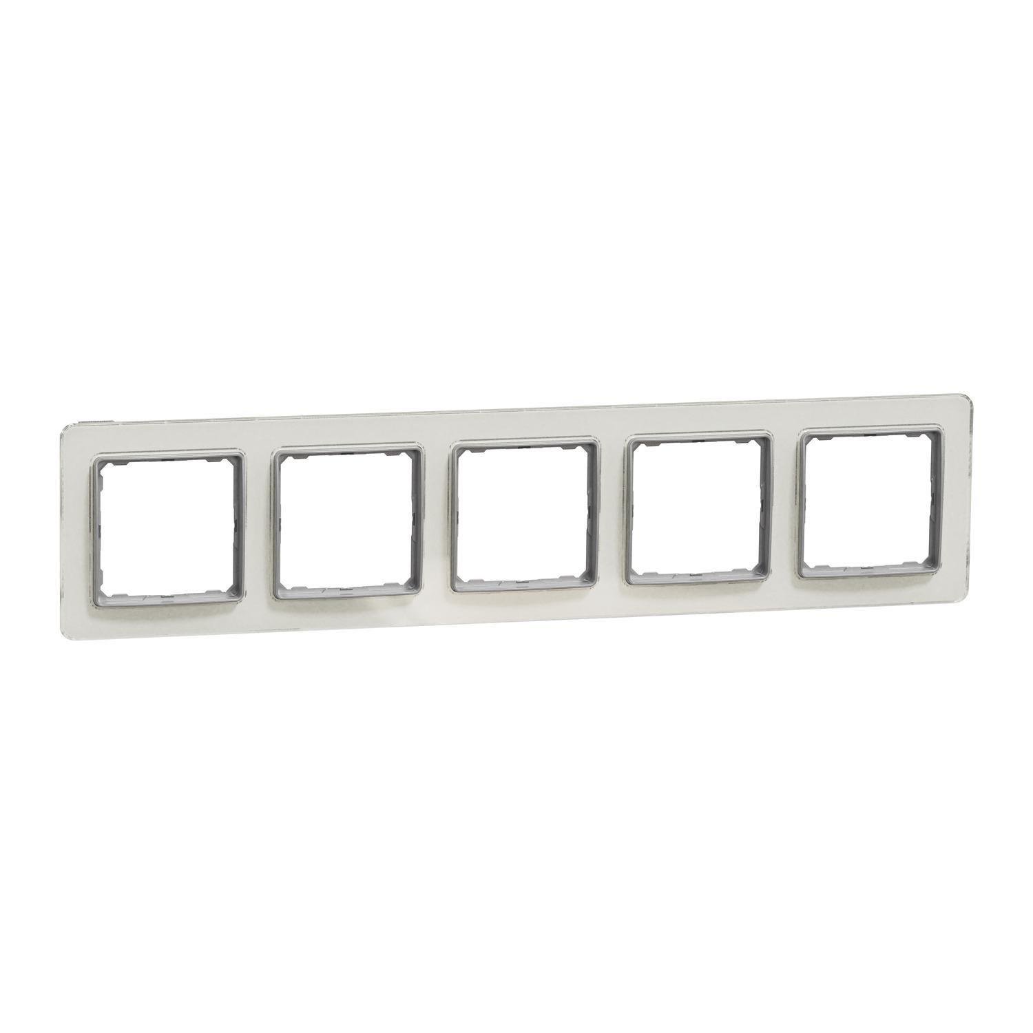 Рамка пятиместная Schneider Electric Sedna Elements постовая Белое стекло (SDD360805)