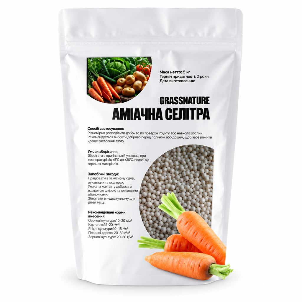 Удобрение азотное GrassNature Аммиачная селитра нитрат аммония N 34% 5 кг (38470720)