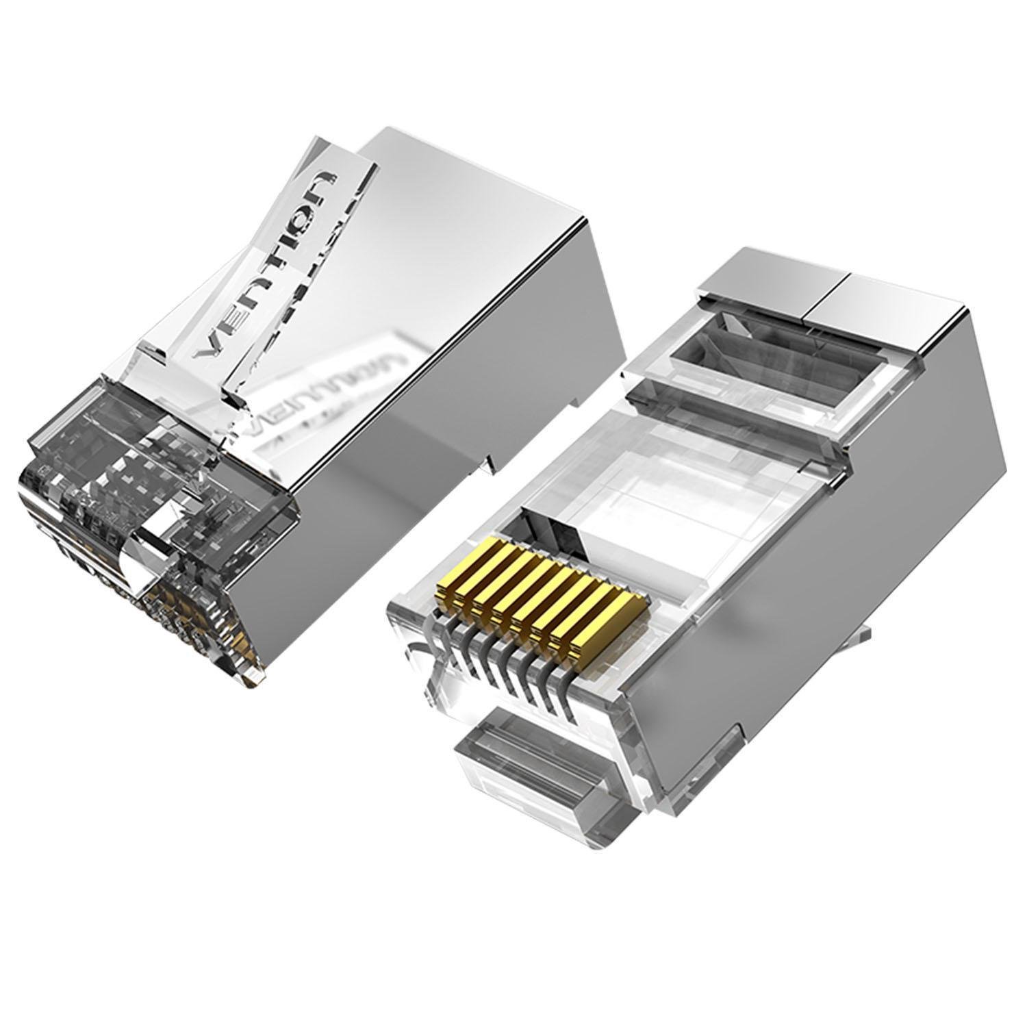 Інтернет-з'єднувачі Vention Cat.6A FTP 8P8C 10 Гбіт/с роз'єм RJ45 LAN RJ 45 Ethernet 10 шт. Сріблястий (IDFR0-10)