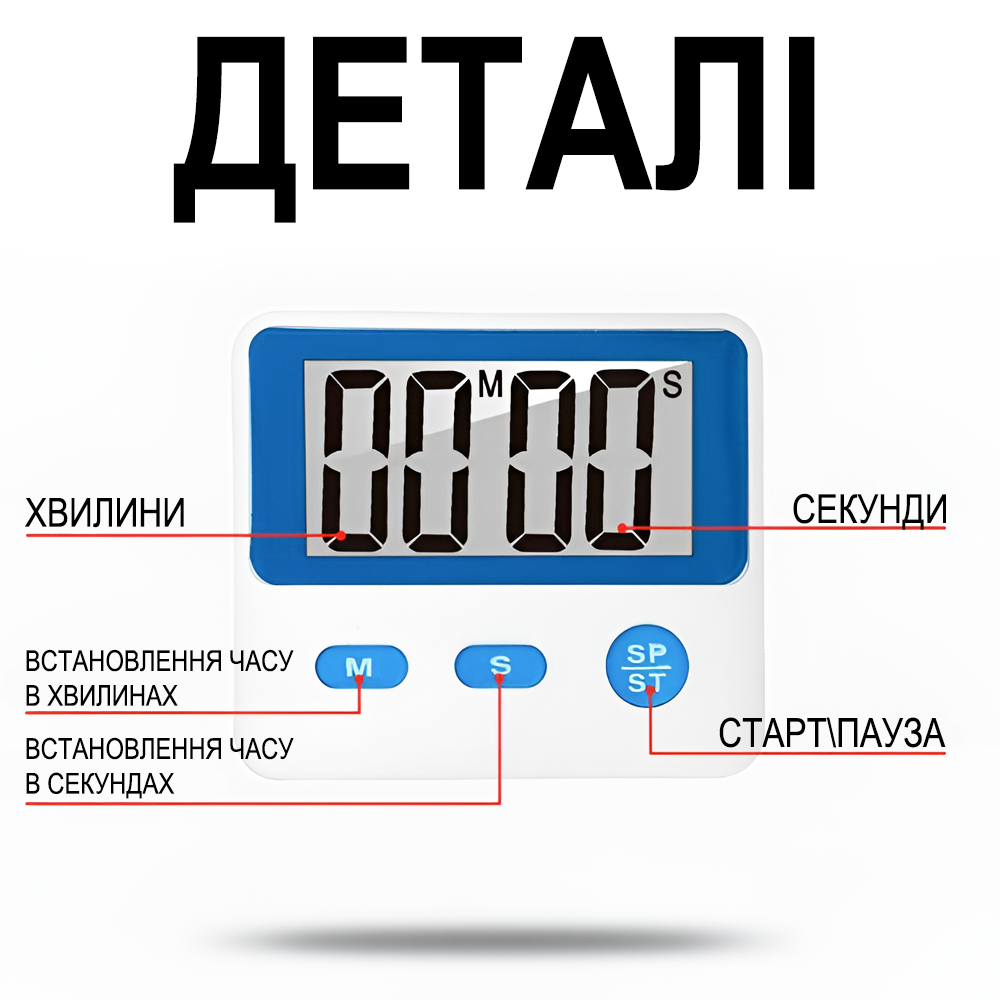 Таймер кухонный электронный Uchef TM-03 со звуковым сигналом Белый - фото 9 Таймер кухонный электронный Uchef TM-03 со звуковым сигналом Белый - фото 9