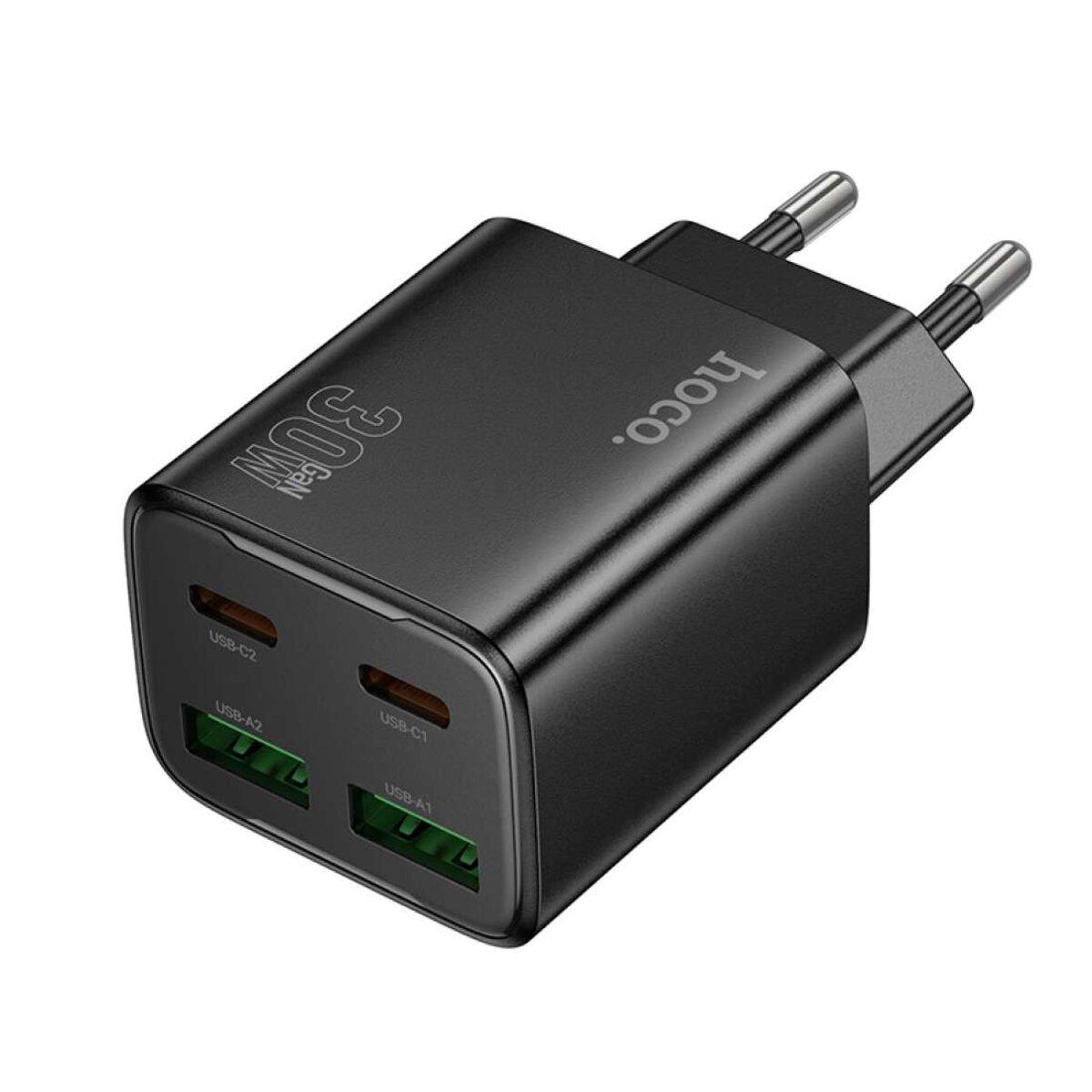 Зарядний пристрій Hoco N56 Fundador four-Port PD30W 2xType-C 2xUSB 2,5A Charger EU Black (6942007632492) Зарядний пристрій Hoco N56 Fundador four-Port PD30W 2xType-C 2xUSB 2,5A Charger EU Black (6942007632492)