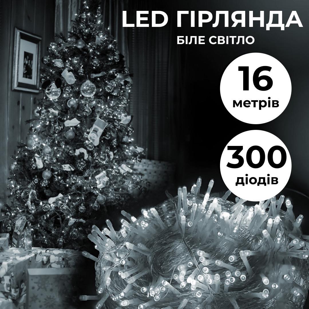 Гирлянда нить светодиодная GarlandoPro 300LED 16 м 8 режимов гирлянда новогодняя Белый - фото 7