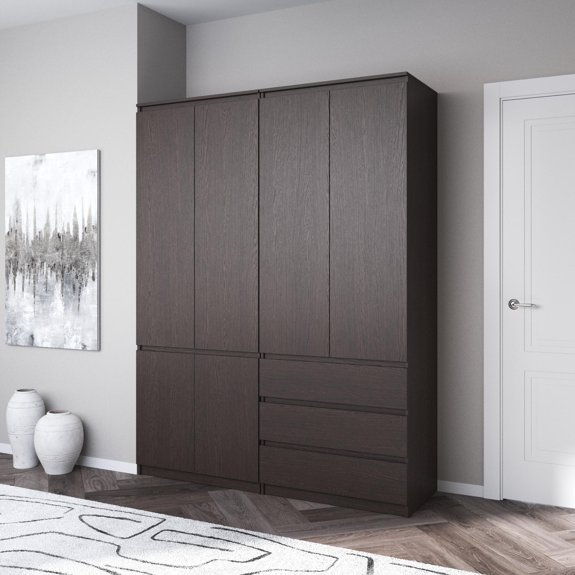 Шафа VAYS R10/R16 зі штангою та полицями для одягу з 3 шухлядами Венге темний