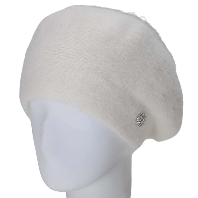 Берет женский ангоровый Novita Афина one size Молочный