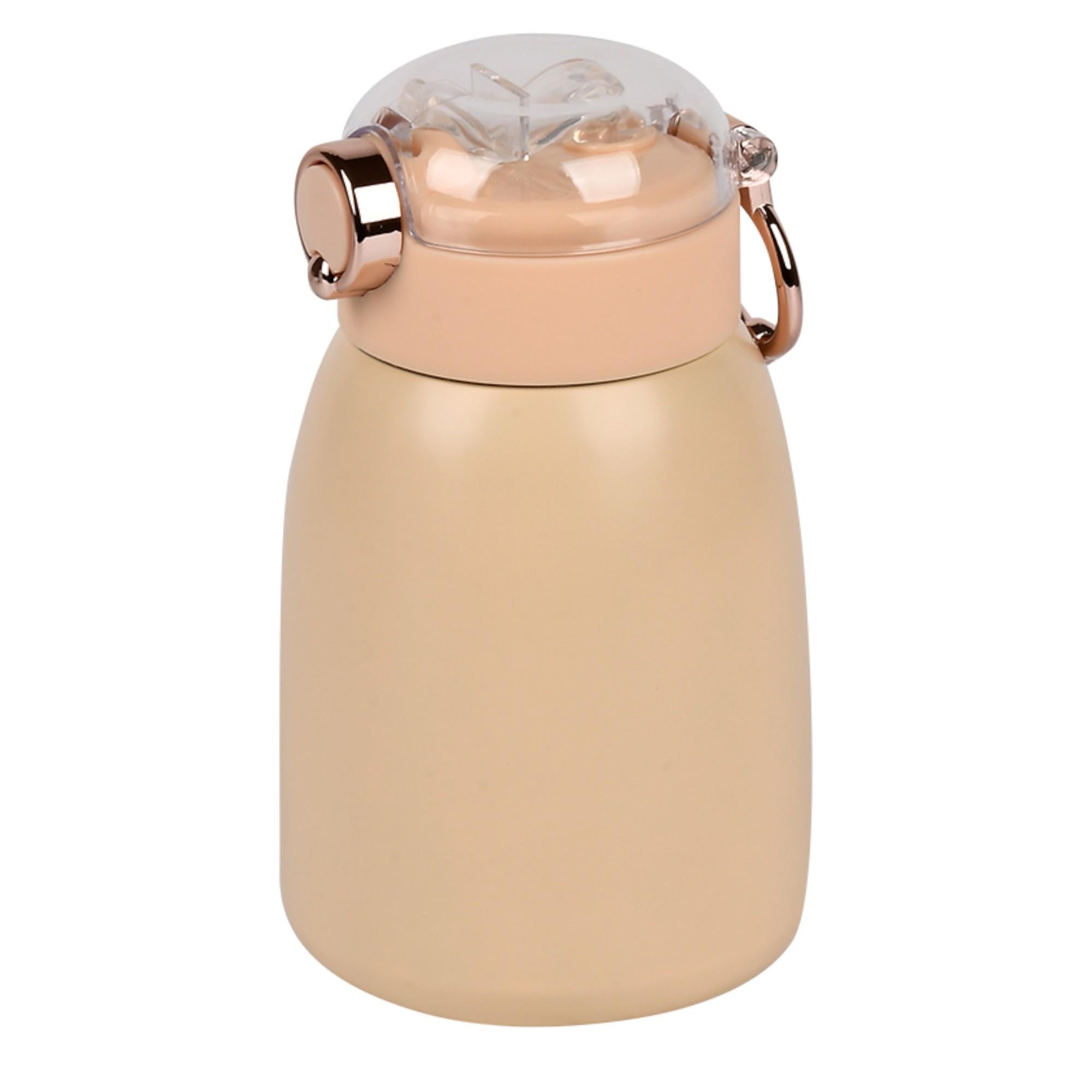 Термос для спорта Stenson MT-5352 с поилкой и кольцом для переноски 400 мл Персиковый (30588578)