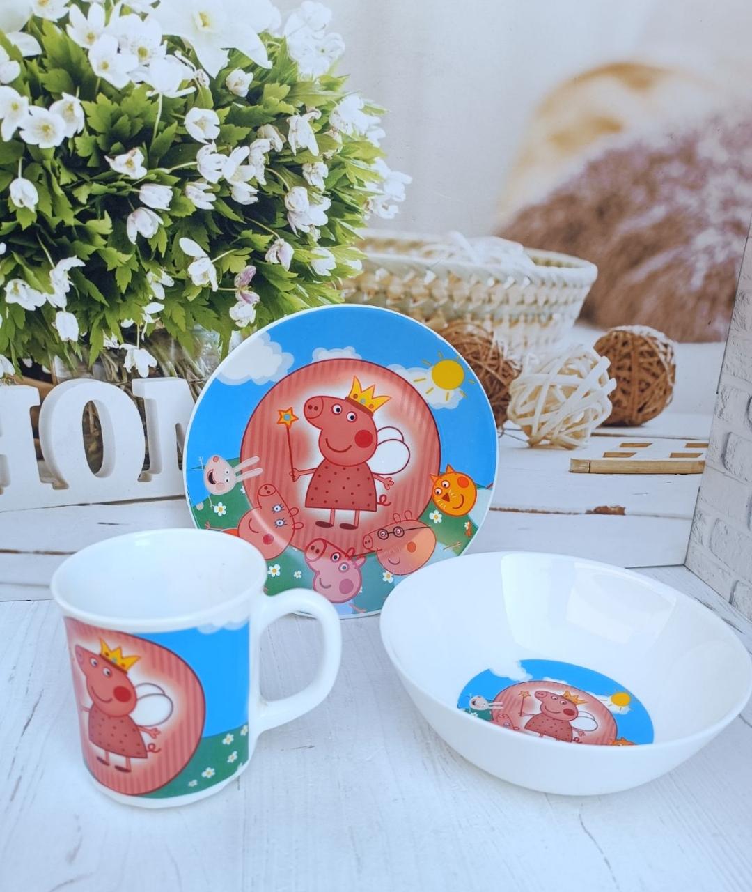 Детский набор столовой посуды Свинка Пеппа стеклокерамика 3 пр. (21065070)