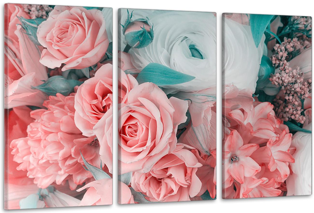 Картина модульна у вітальню/спальню Рожеві квіти 53х100 см (ART-250_3A)