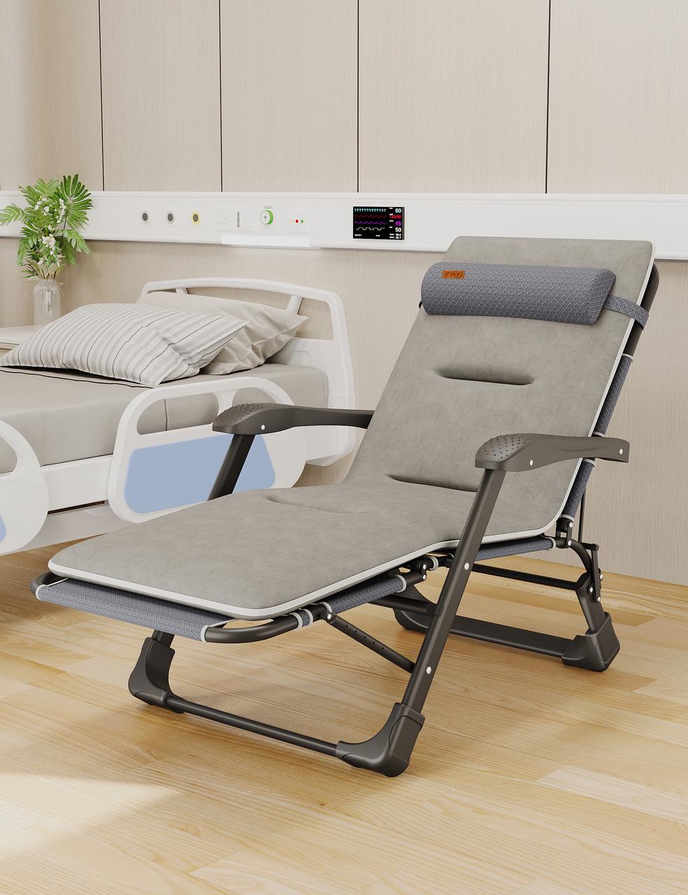 Крісло-шезлонг розкладне садове WCG FCB-S03PC з матрацом та подушкою 150 кг Бежевий (FCB-S03PС)