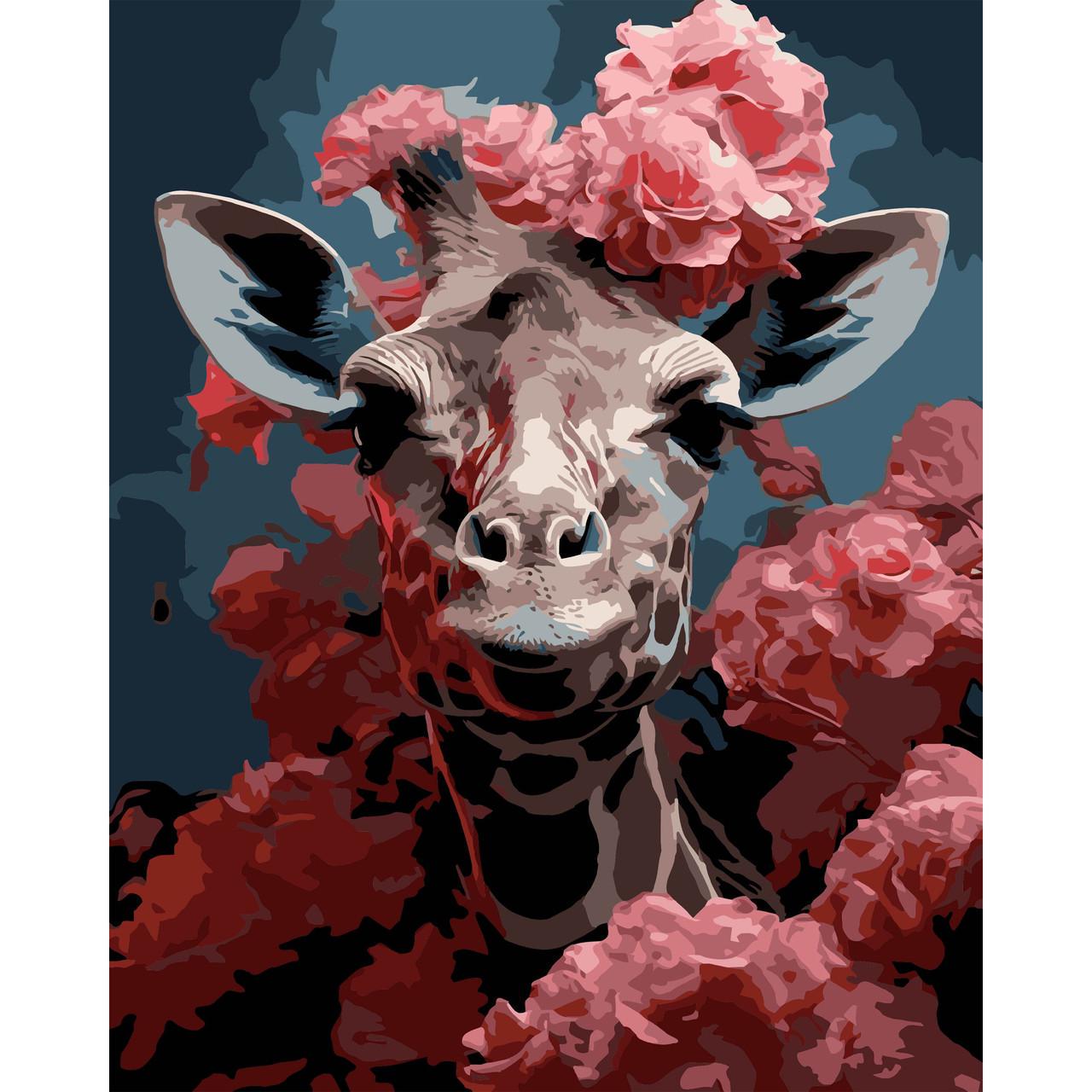 Картина за номерами Strateg Преміум Савана в цвіті на чорному фоні 40х50 см (AH1153)