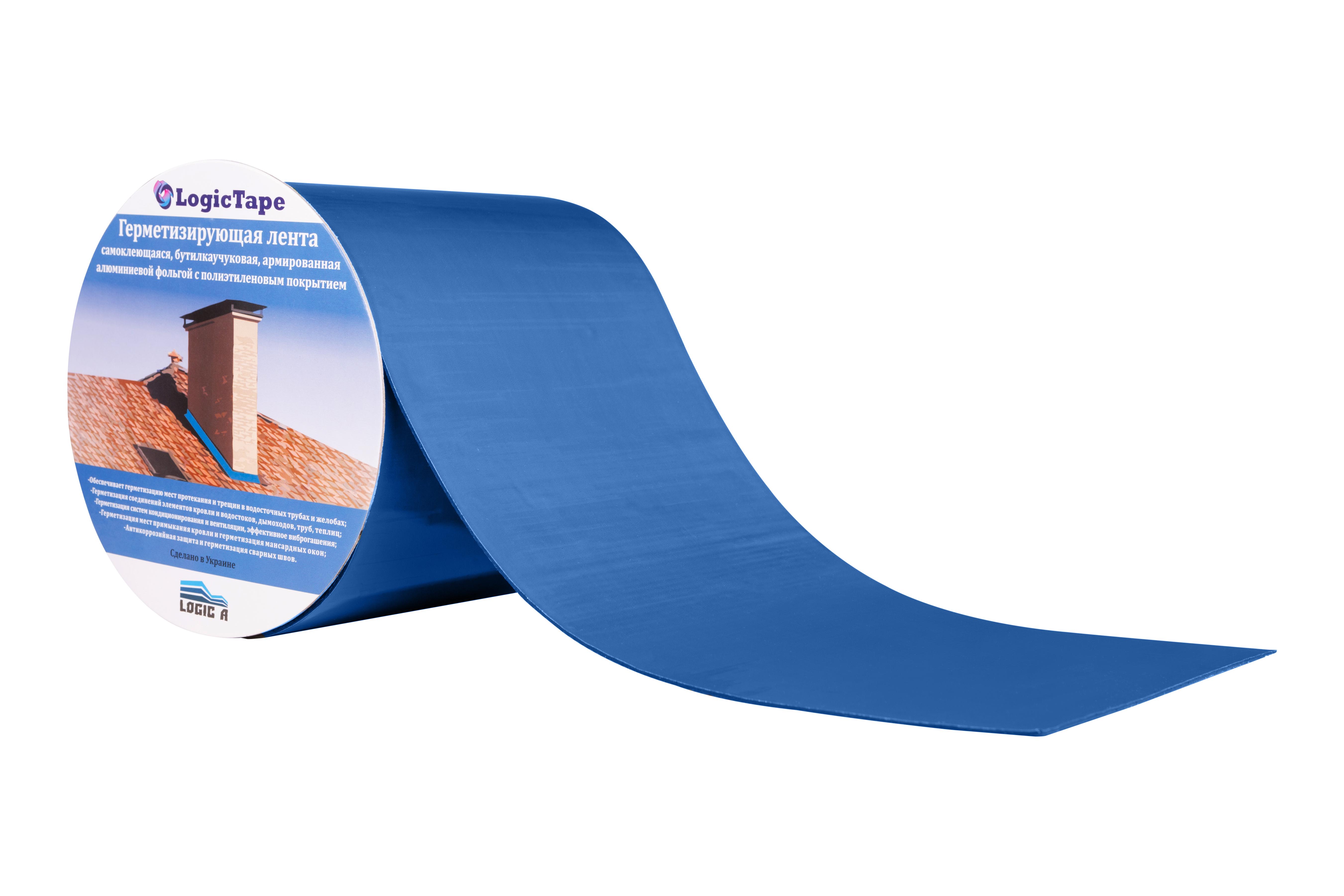 Стрічка бутилкаучукова LogicTape 100 мм 10 м Синій (11505942)