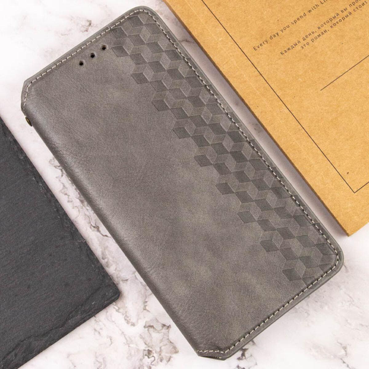Противоударный Чехол-книжка Rubic Leather для смартфона Xiaomi Redmi 13C 4G/POCO С65 Grey - фото 3 Противоударный Чехол-книжка Rubic Leather для смартфона Xiaomi Redmi 13C 4G/POCO С65 Grey - фото 3