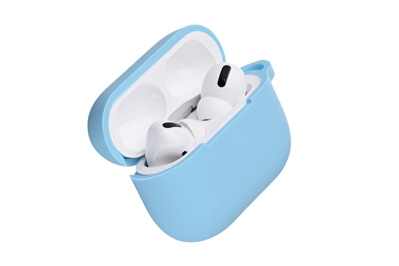 Чохол для навушників AirPods Pro 2 силіконовий люмінесцентний з карабіном Блакитний (1958480775) - фото 3