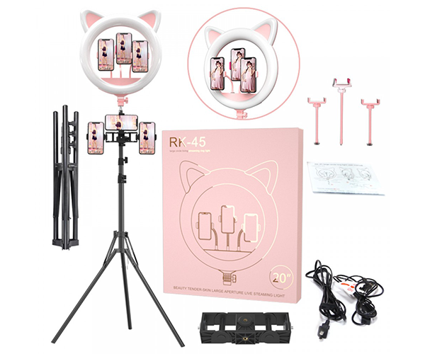 Лампа зі штативом XPRO Live Light Cat Ring Light RK-45 65 Вт (745_486) - фото 2 Лампа зі штативом XPRO Live Light Cat Ring Light RK-45 65 Вт (745_486) - фото 2