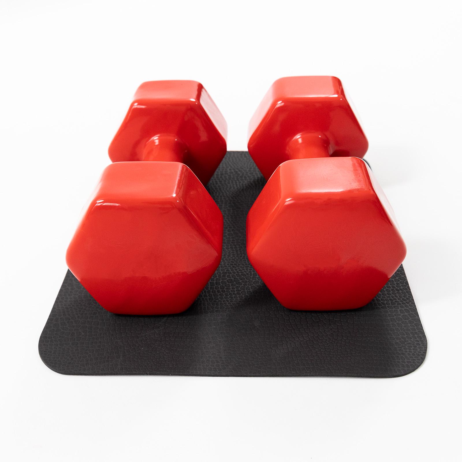 Гантели для фитнеса виниловые цельные/коврик Osport Profi 2 шт. 10 кг Красный (OF-0210) - фото 3 Гантели для фитнеса виниловые цельные/коврик Osport Profi 2 шт. 10 кг Красный (OF-0210) - фото 3