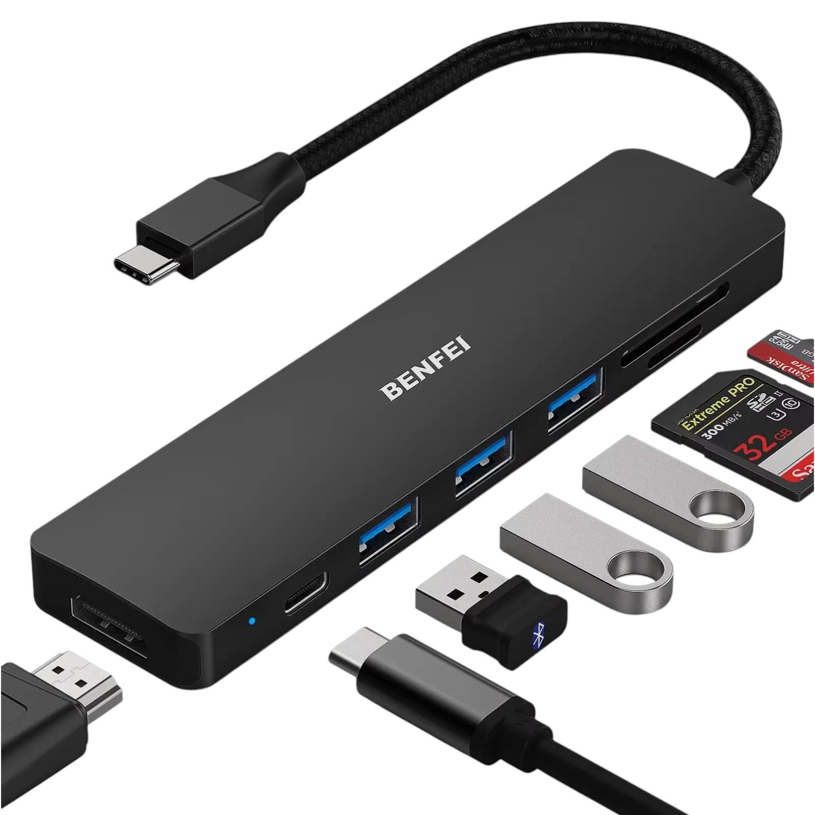 Хаб USB Type-C 7в1 3хUSB 3.0 HDMI SD TF Type-C PD (01_K05020213443) - фото 2