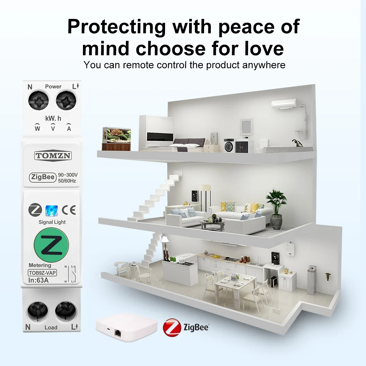 Умный автоматический выключатель с поддержкой Zigbee TOMZN TOB9Z-VAP с регулировкой тока от 1А до 63А TUYA Smartlife (2651980023) - фото 7 Умный автоматический выключатель с поддержкой Zigbee TOMZN TOB9Z-VAP с регулировкой тока от 1А до 63А TUYA Smartlife (2651980023) - фото 7